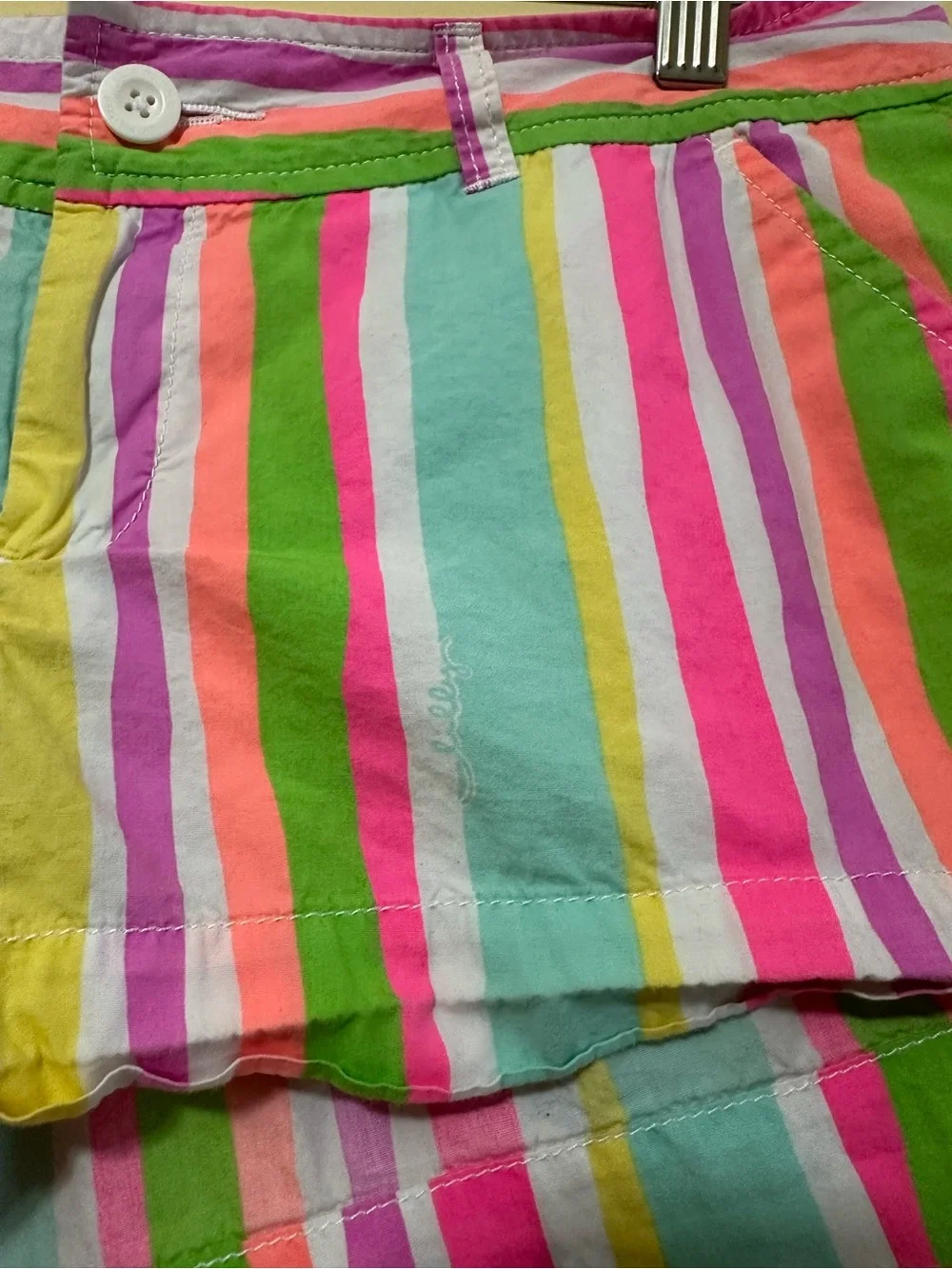 Lilly Pulitzer Callahan Shorts Womens 4 Vibrant Neon Spicy Stripe Pattern